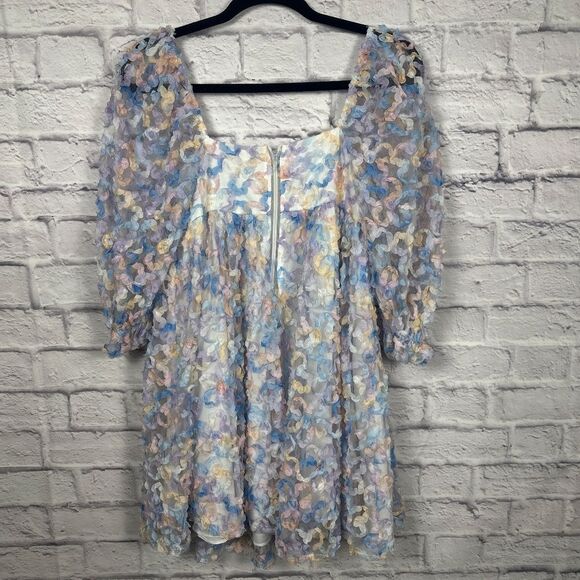 Storia Floral Pastel Flower Ombré Party Babydoll Square Neckline Dress - Picture 6 of 12